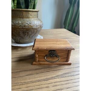 Vintage Wood Jewelry Box Small Jewelry Box With Hinged Lid